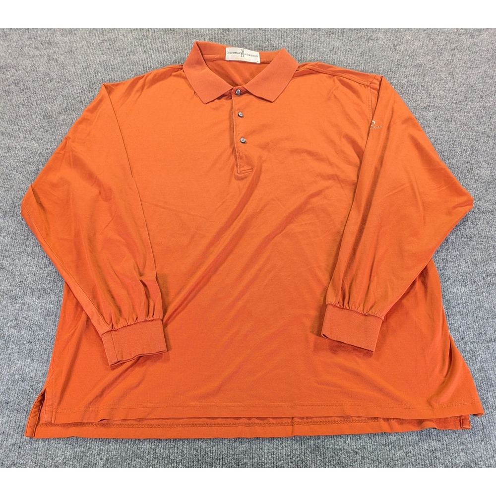 Fairway & Greene Mens XL Orange Mercerized Cotton Long Sleeve Polo Barton Creek